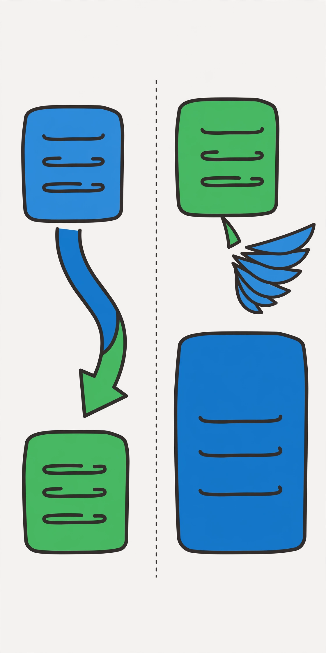 Infographic comparing blue-green and canary deployment strategies