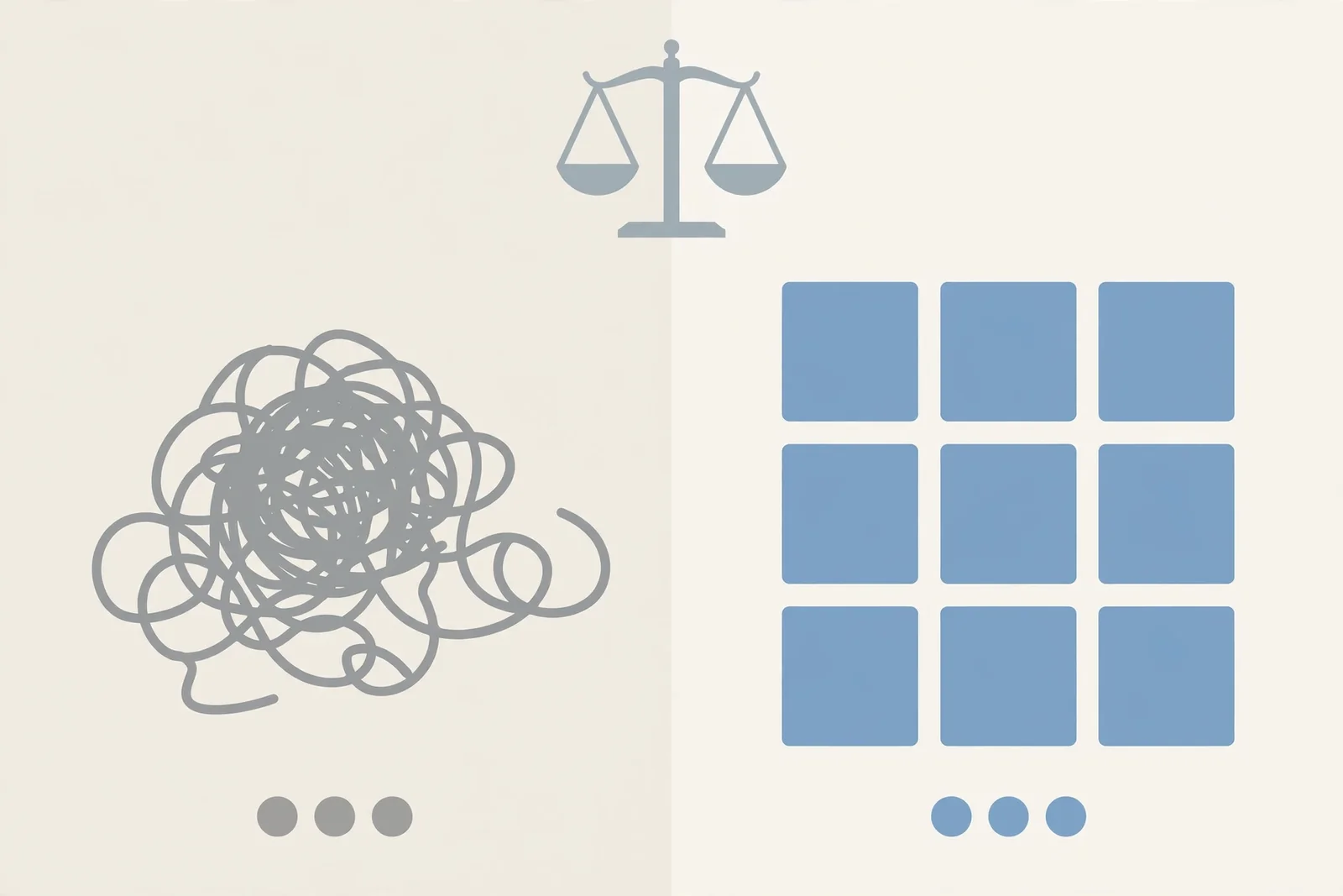Visual comparison of tangled loose typing versus tidy strict typing