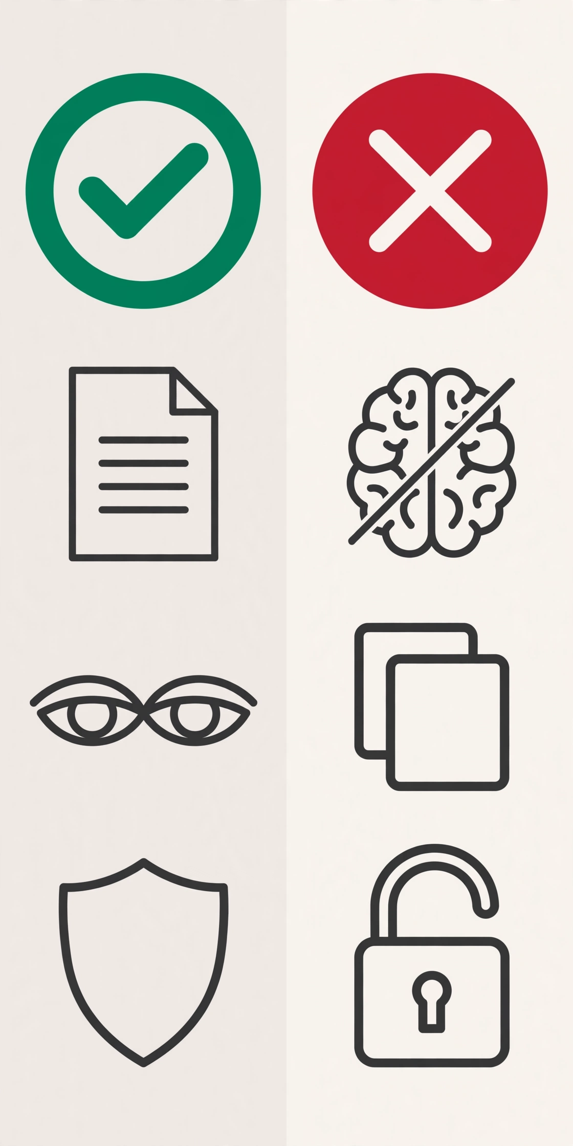 Two-column infographic of dos and don'ts when working with an AI coding assistant